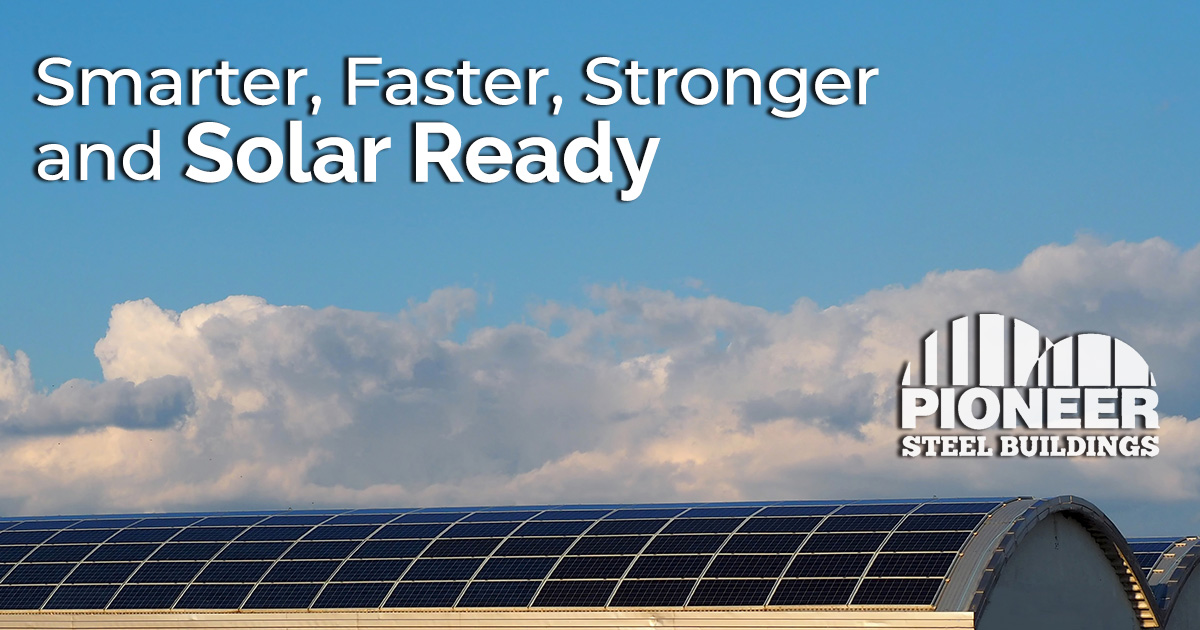 Curved solar panels on a Pioneer Steel building